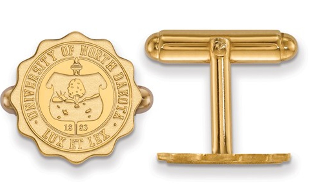 14k Yellow Gold LogoArt University of North Dakota Crest Cuff Links, 15MM