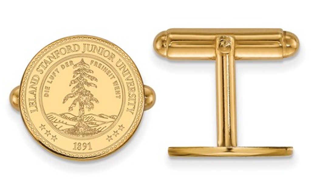 14k Yellow Gold LogoArt Stanford University Crest Cuff Links, 16MM