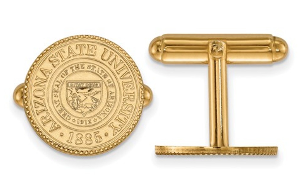 14k Yellow Gold LogoArt Arizona State University Crest Cuff Links, 16mm