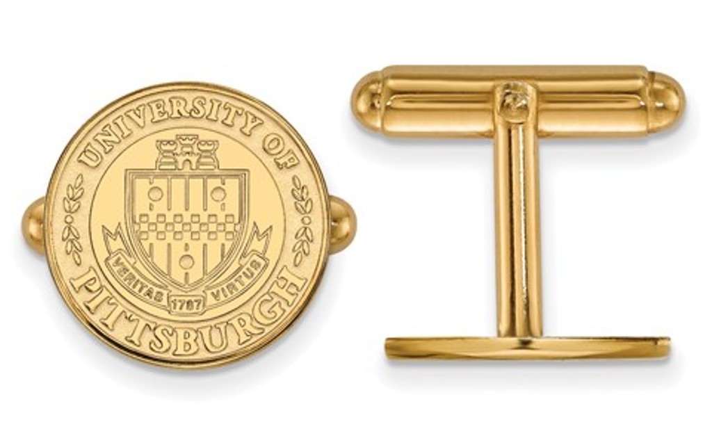14k Yellow Gold LogoArt University of Pittsburgh Crest Cuff Links, 15MM