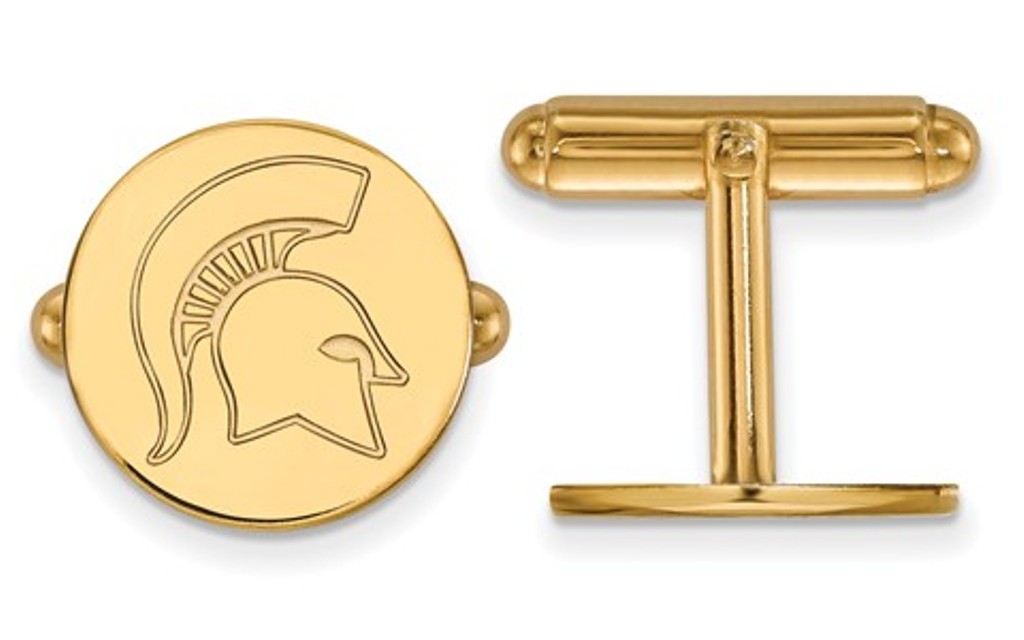 14k Yellow Gold LogoArt Michigan State University Cuff Links, 15MM