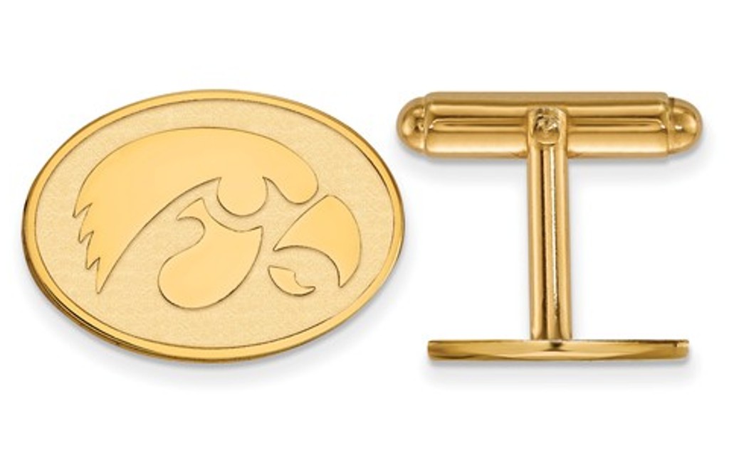 14k Yellow Gold LogoArt University Of Iowa Cuff Links, 17mm