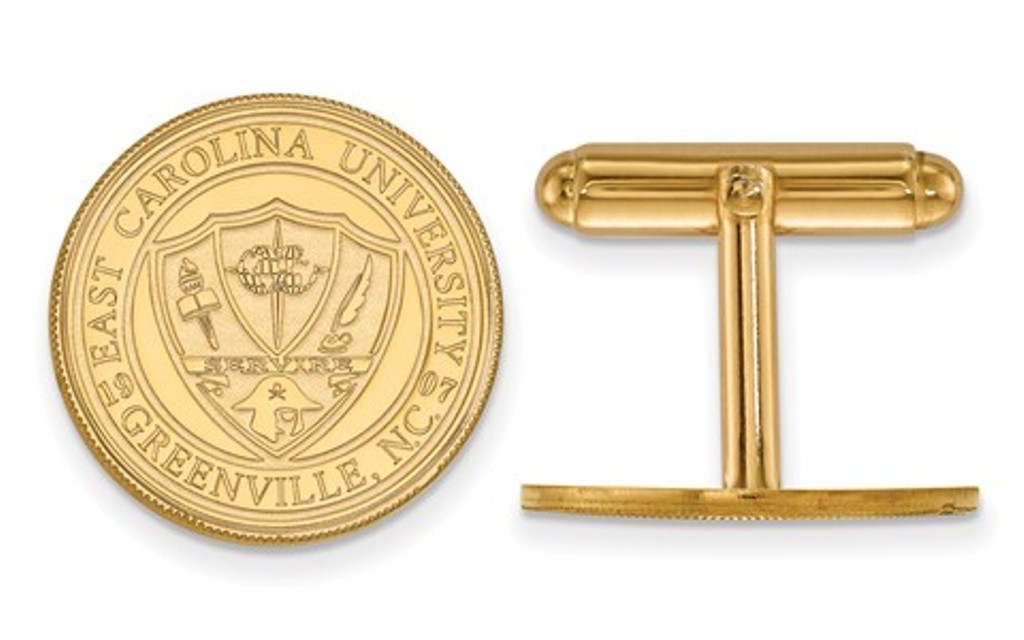 14yellow gold LogoArt East Carolina University Crest Cuff Links, 18 mm