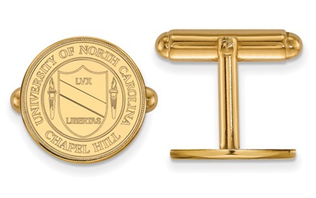 14k Yellow Gold LogoArt University Of North Carolina Crest Cuff Links, 15MM