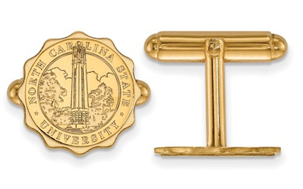 14k Yellow Gold LogoArt North Carolina State University Crest Cuff Links, 15MM