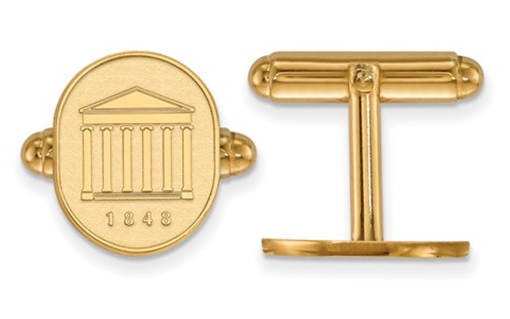 14k Yellow Gold LogoArt University Of Mississippi Crest Cuff links, 16x13MM 