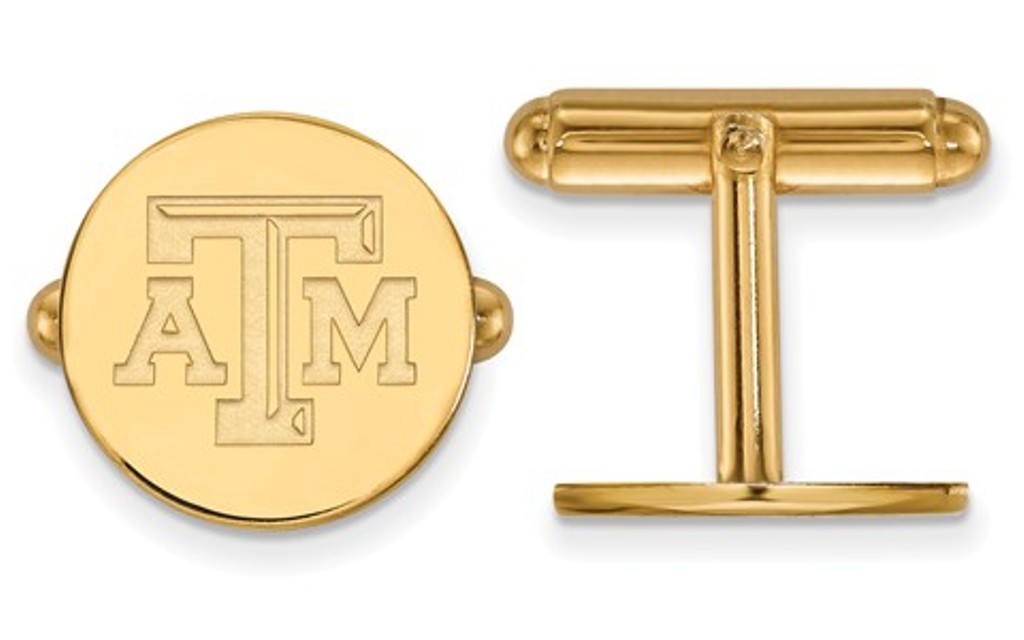 14k Yellow Gold LogoArt Texas A And M University Cuff links, 15MM