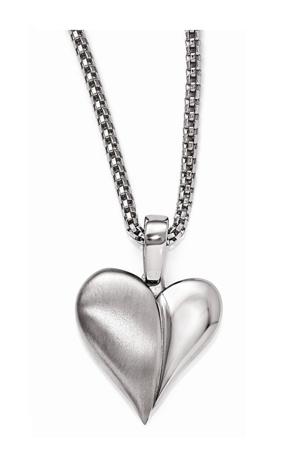 Polished and Brushed Titanium Heart with Sterling Silver 2