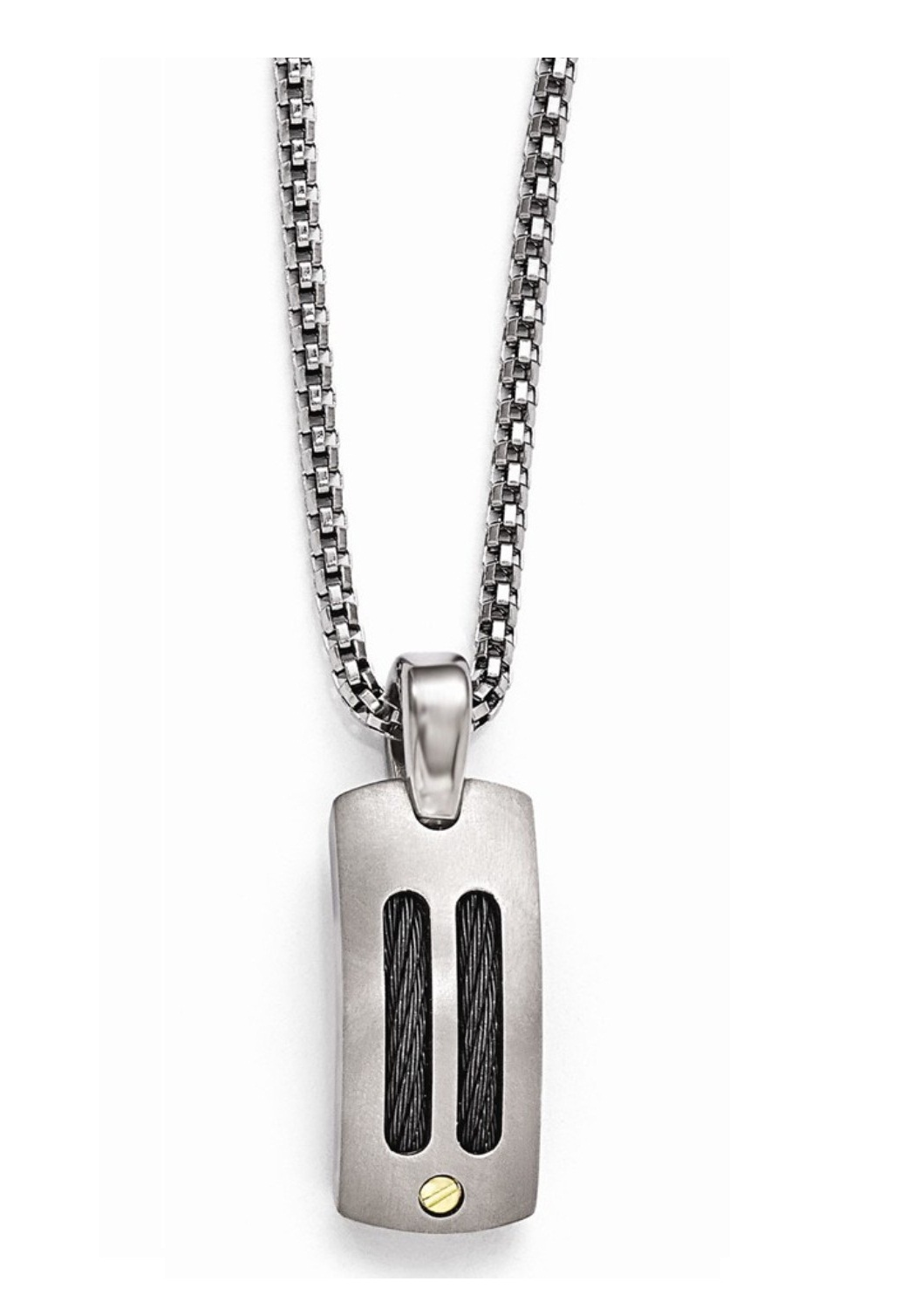  Titanium Cable And 18k Rivets Polished Pendant Necklace