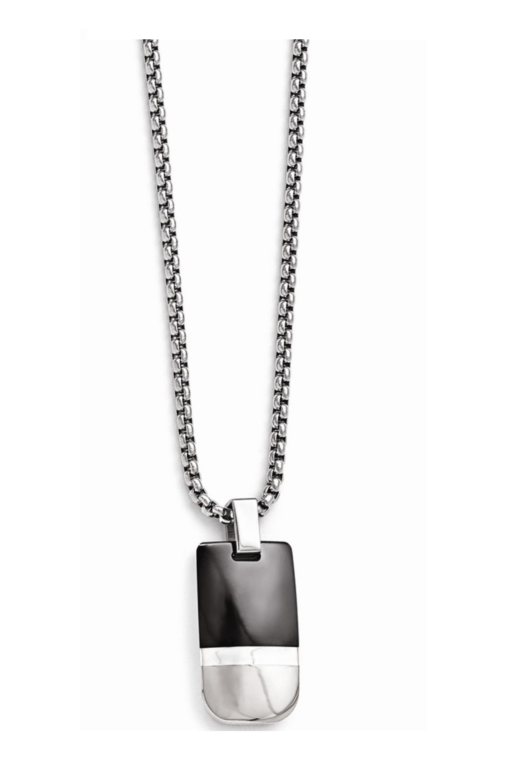  Black Ti And Sterling Silver Polished/Brushed Necklace