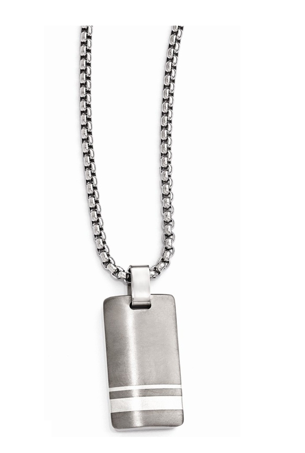  Titanium And Sterling Silver Brushed/Polished Necklace