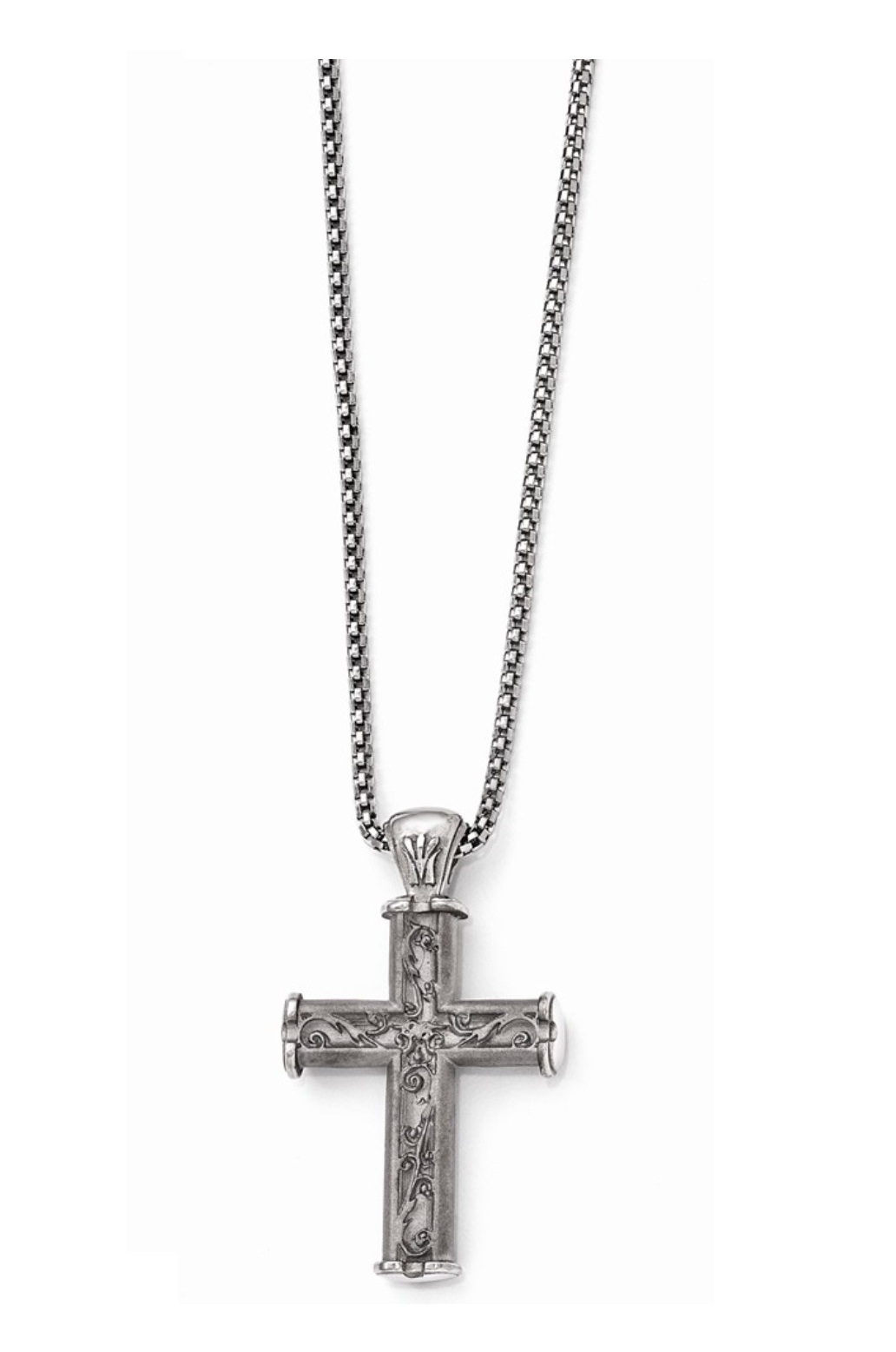  Titanium Casted Satin And Polished Cross Pendant Necklace