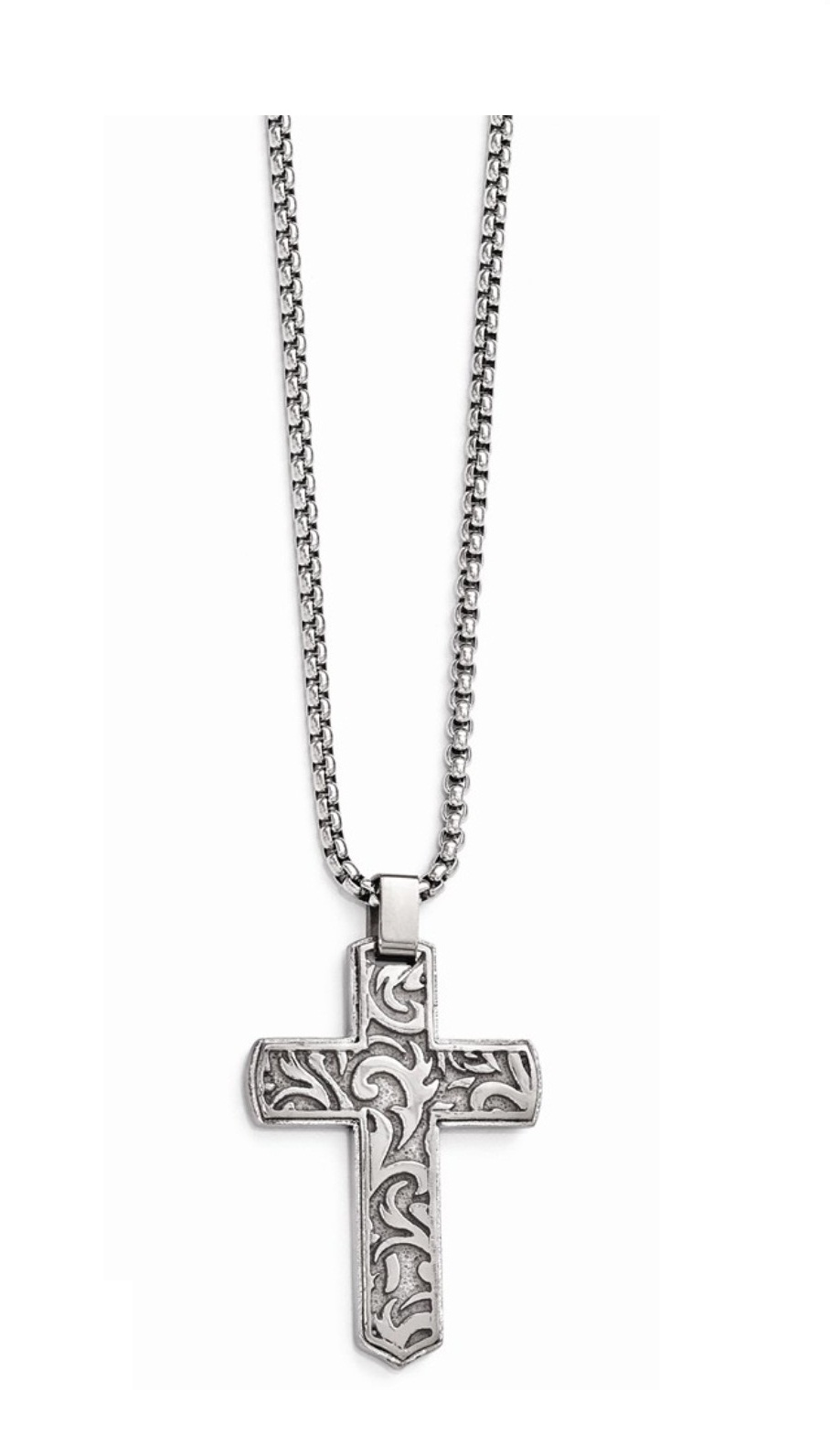  Titanium Casted Cross Pendant Necklace, 20
