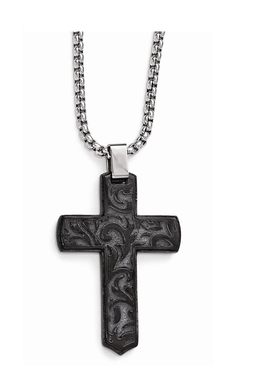  Black Ti Casted Cross Pendant Necklace