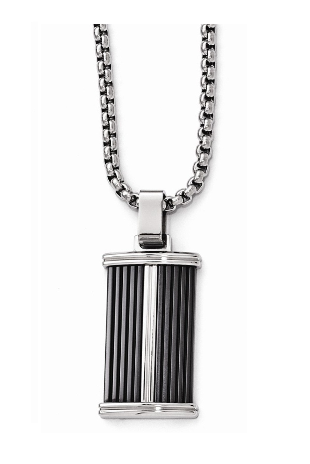  Black Ti And Stainless Steel Necklace