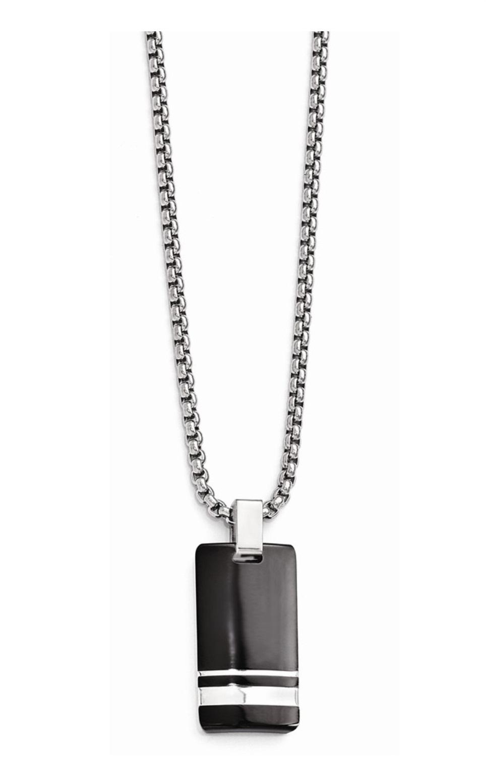  Black Ti And Sterling Silver Pendant Necklace