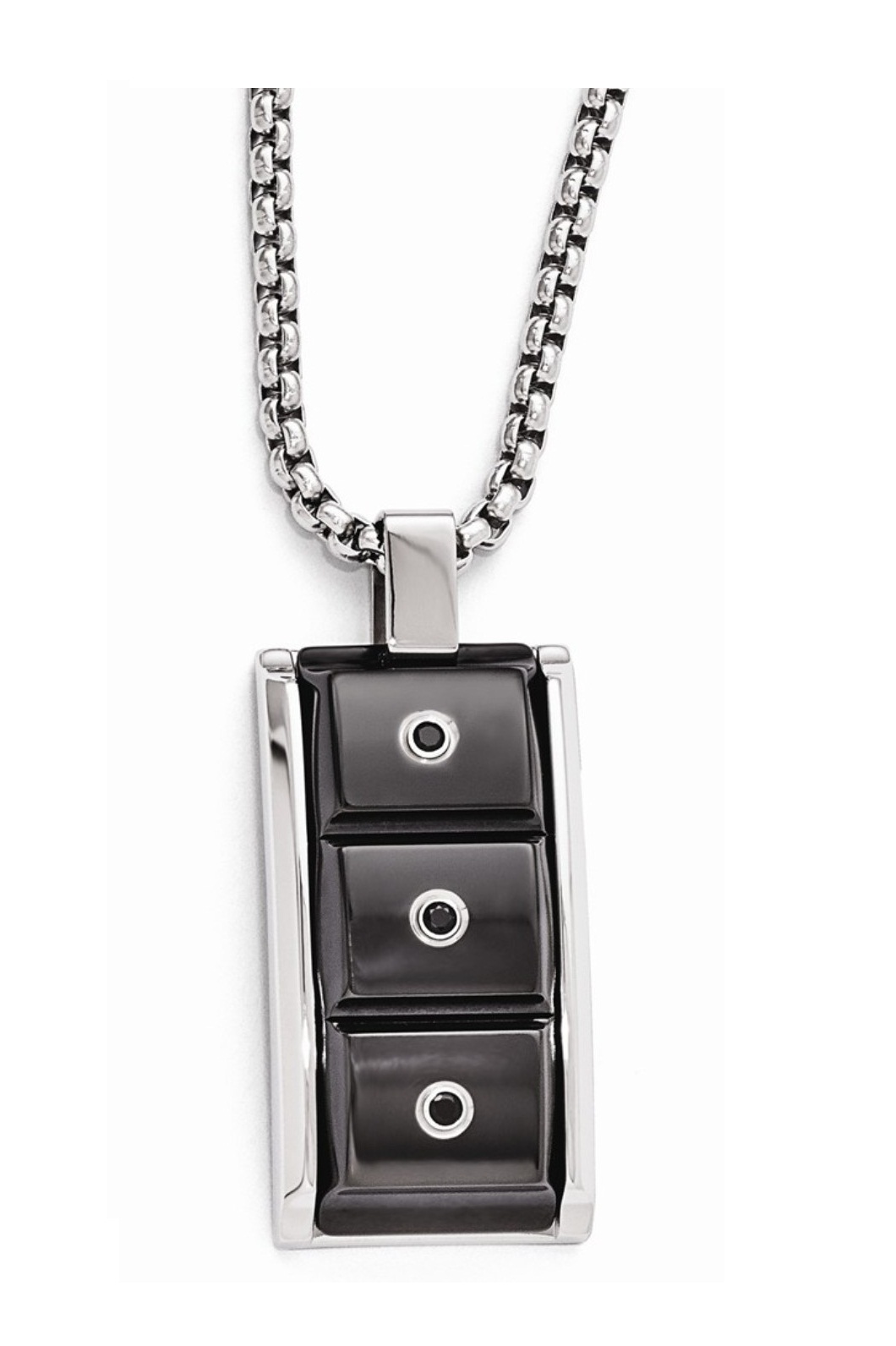  Black Ti And Black Spinel With Sterling Silver Bezel Pendant Necklace
