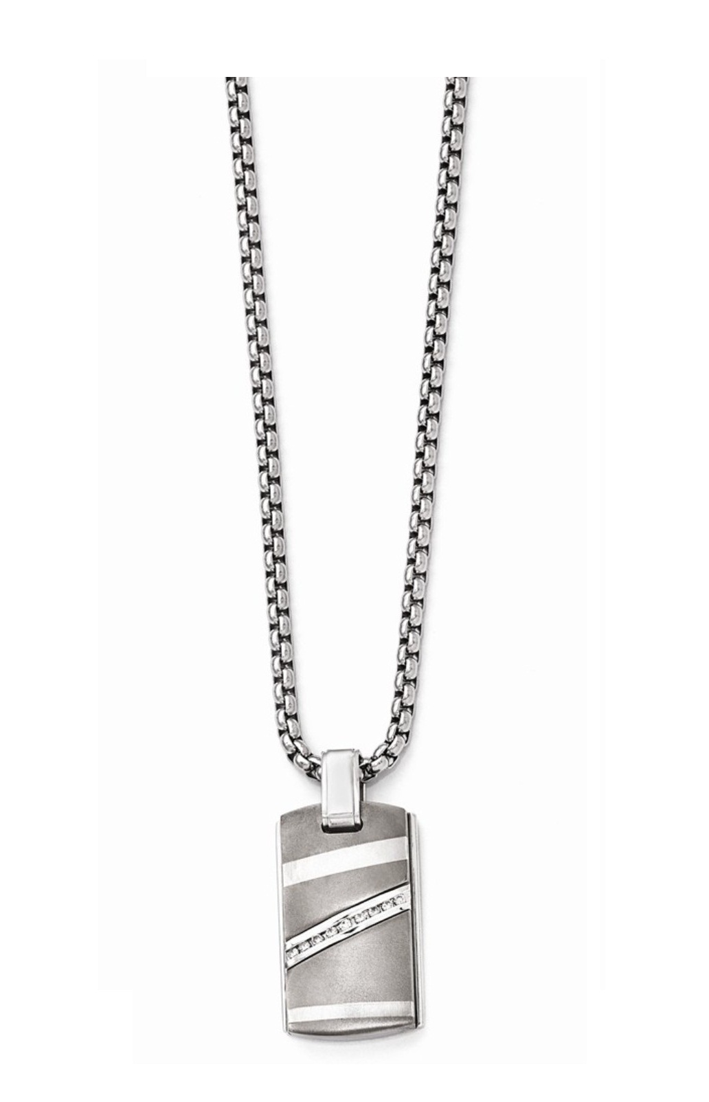  Titanium .18ctw Diamond With Sterling Silver Bezel Pendant Neck