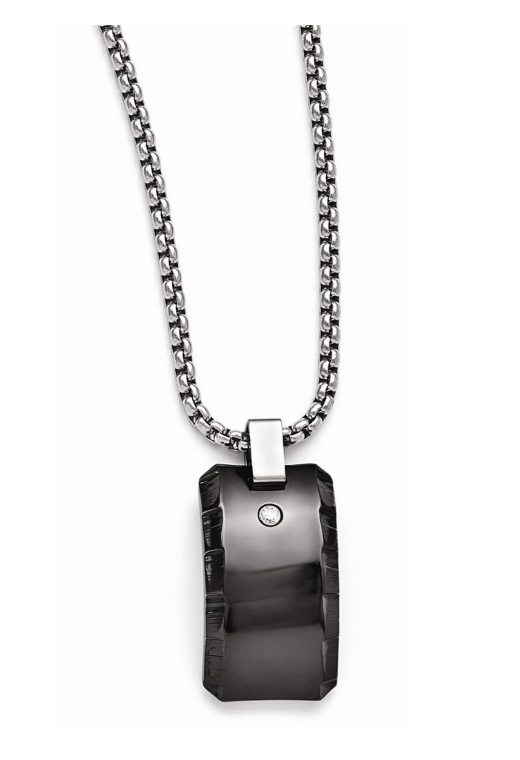  Black Ti .10ctw Diamond Polished Pendant Necklace