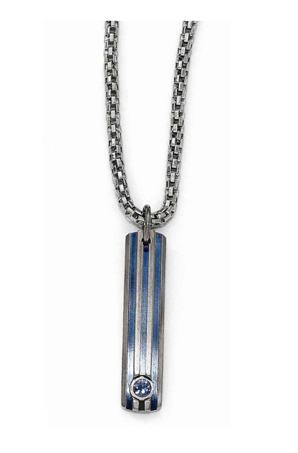  Titanium Grooved Anodized And Sapphire 2 Ext Necklace