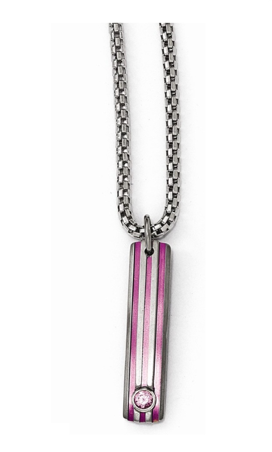  Titanium Grooved Anodized And Pink Sapphire 2in Ext Necklace