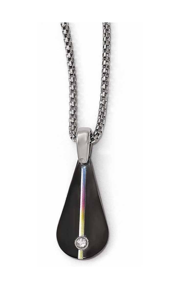  Titanium Anodized Black Ti White Sapphire 2in Ext Necklace