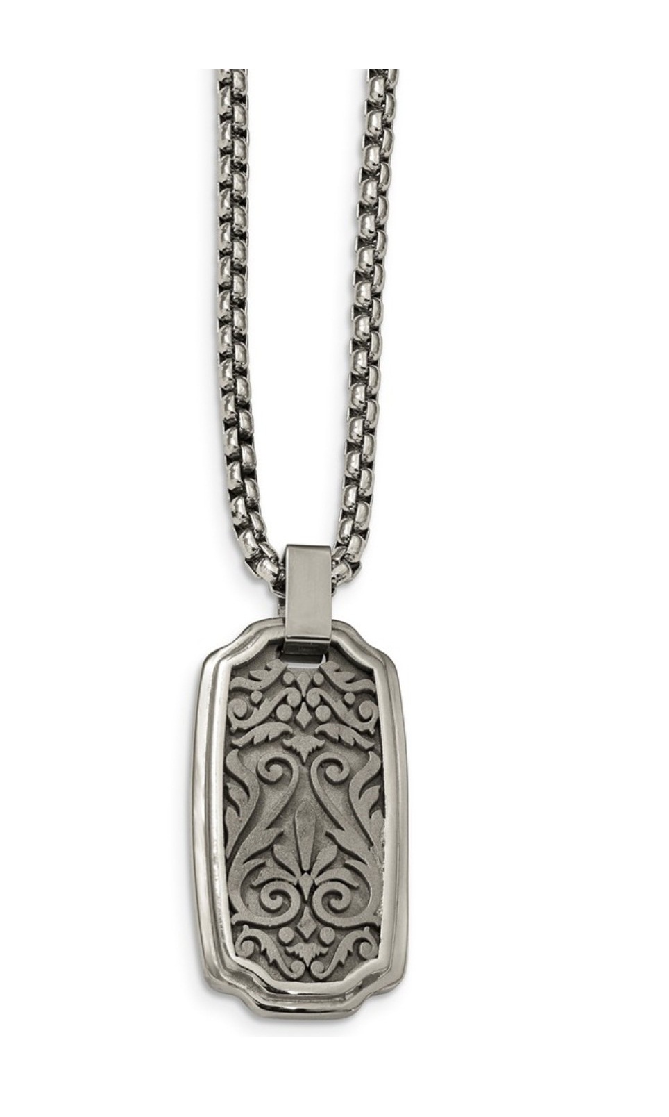  Titanium Brushed And Polished Casted Pendant Necklace