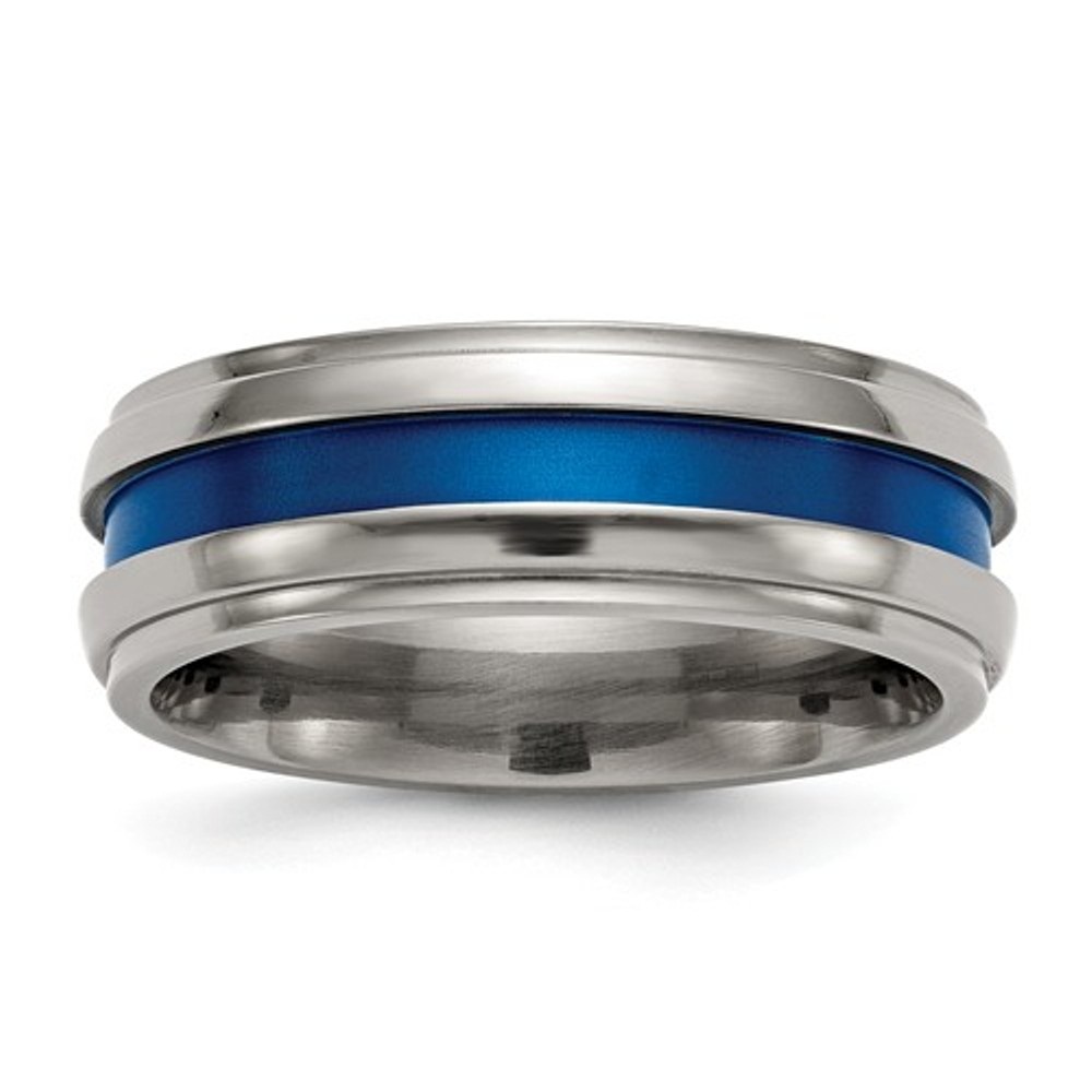 Titanium Grooved Blue Anodized 7.5mm Band
