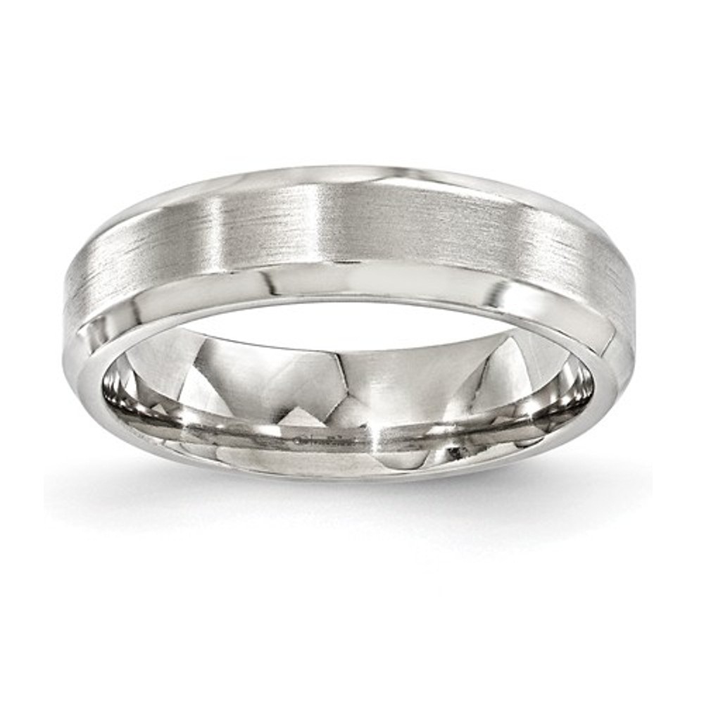 Titanium Brushed And Polished Beveled 6mm Band