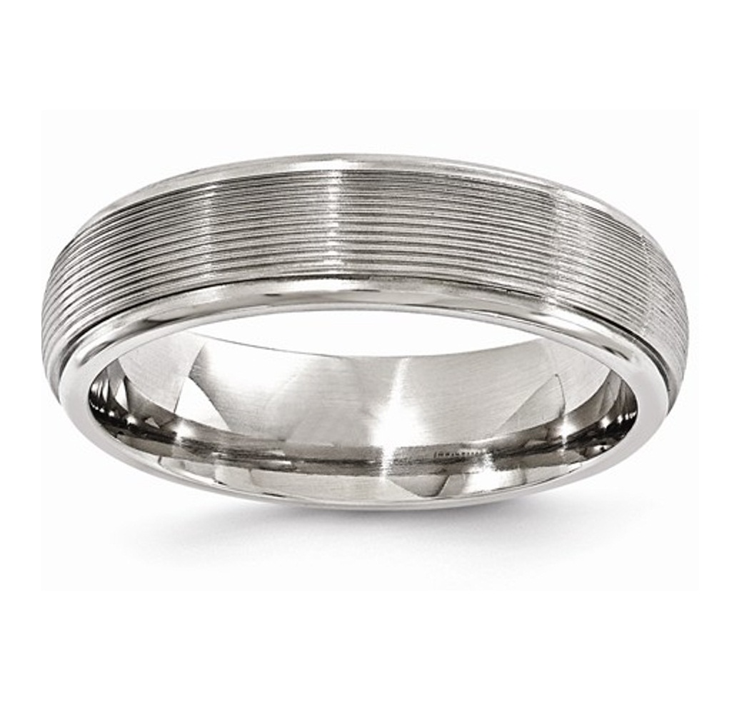 Titanium Polished Textured Domed 6mm Band