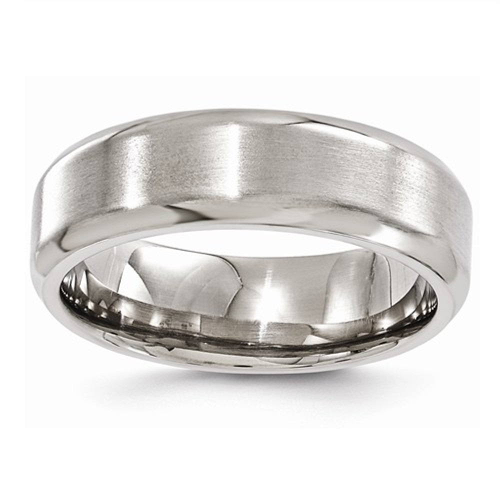 Titanium Brushed And Polished Beveled 7mm Band