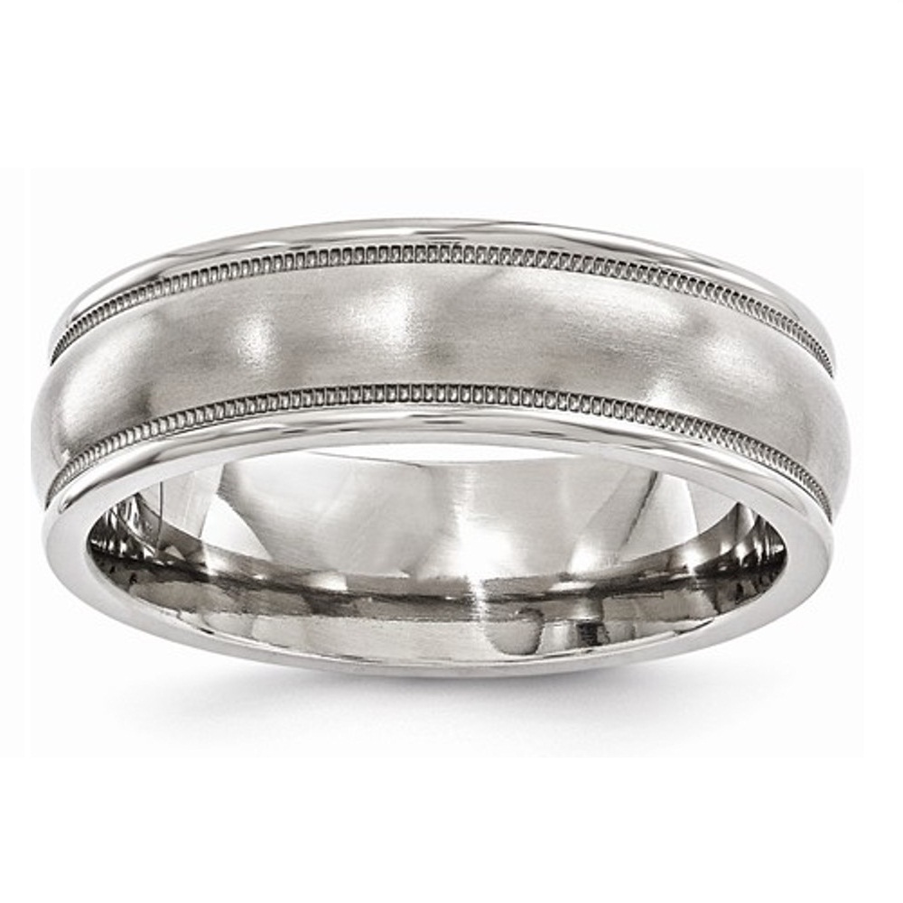 Titanium Brushed And Polished Milgrain 6.5mm Band
