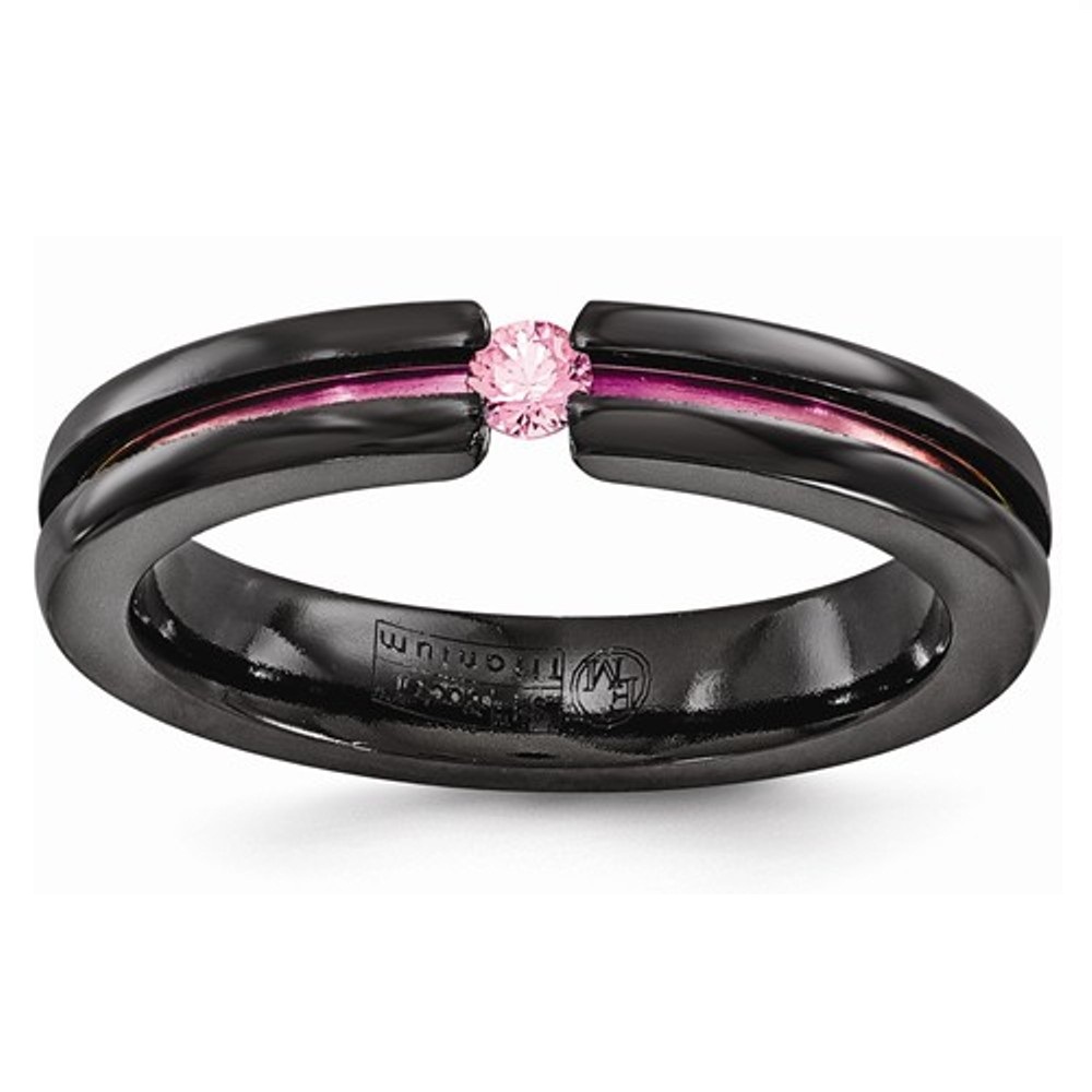 Black Ti Pink Sapphire And Pink Anodized 4mm Band
