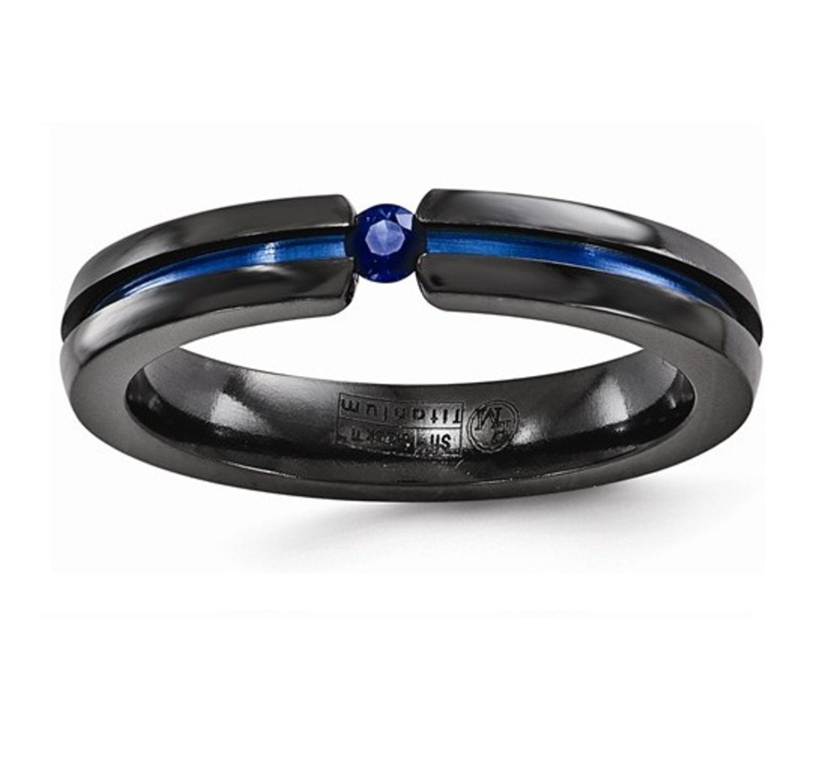  Black Ti Sapphire And Blue Anodized 4mm Band
