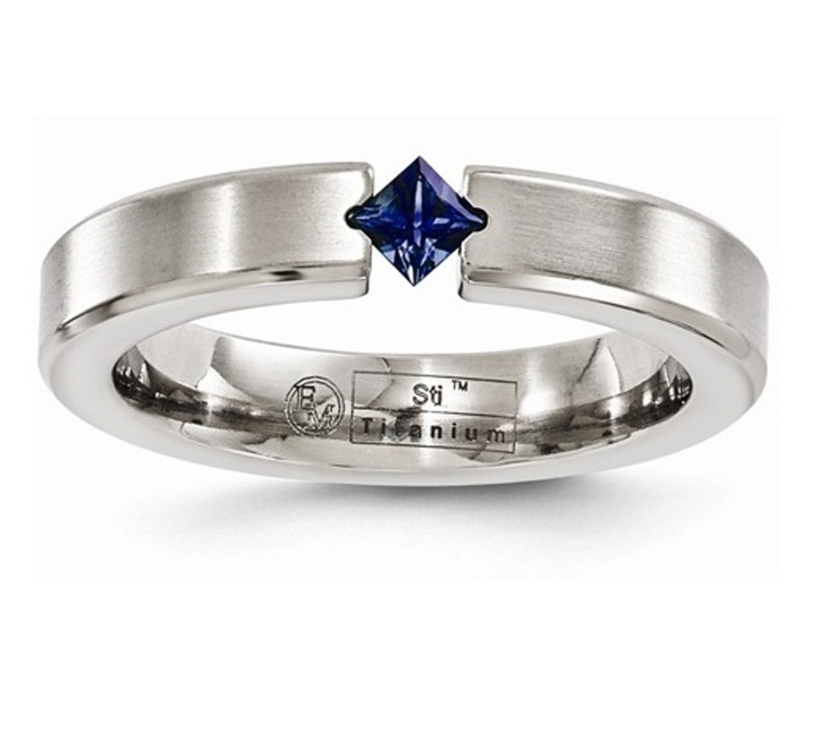  Titanium Brushed Sapphire 4mm Band