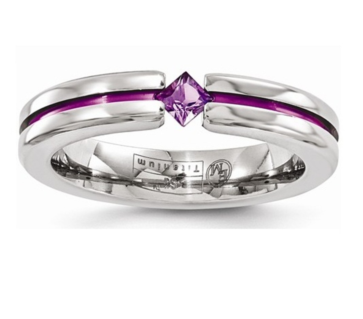  Titanium Amethyst And Pink Anodized 4mm Band