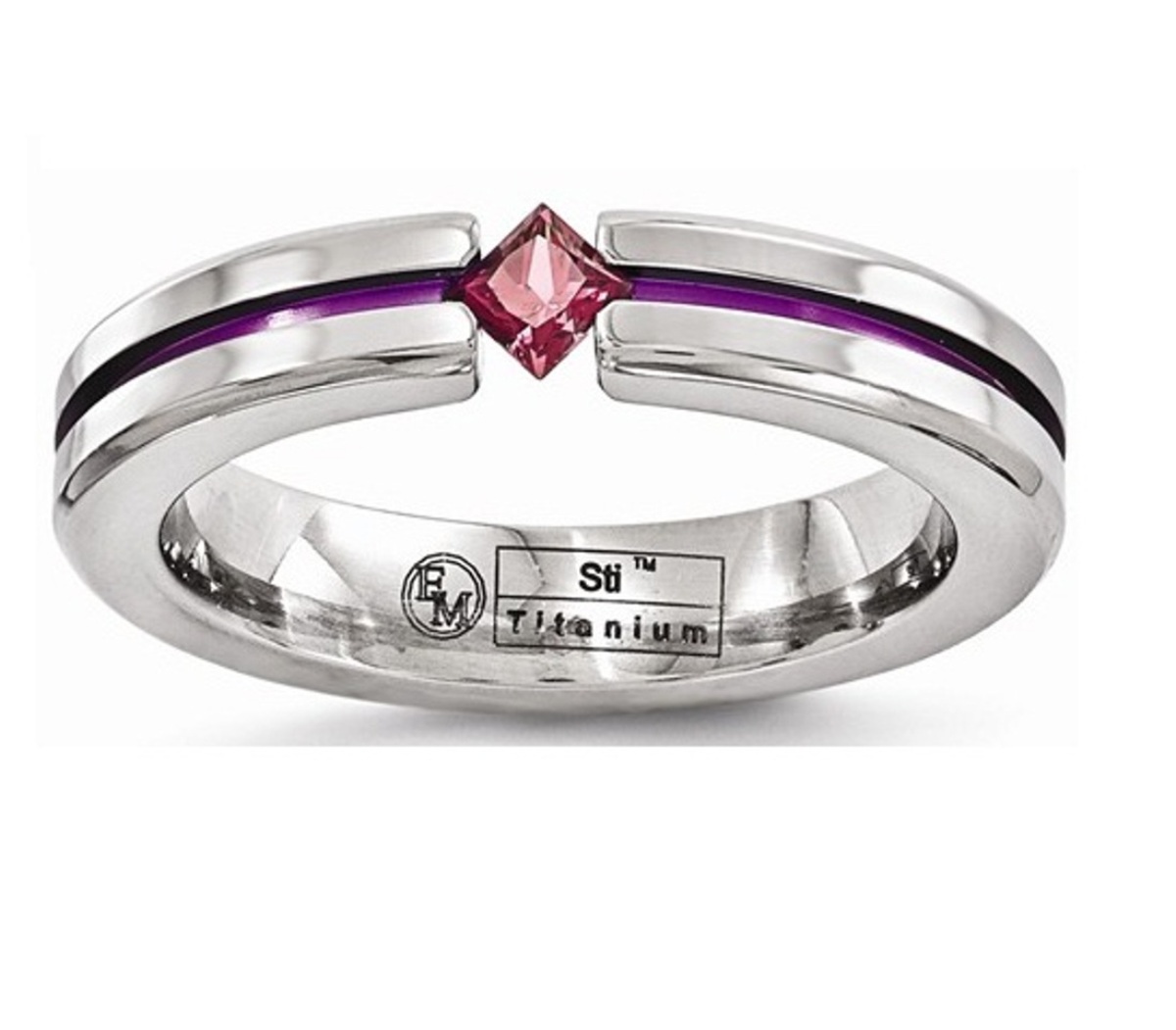  Titanium Rhodolite Garnet And Anodized 4mm Band
