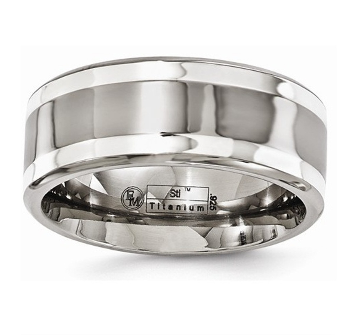  Titanium With Sterling Silver Inlay 9mm Band