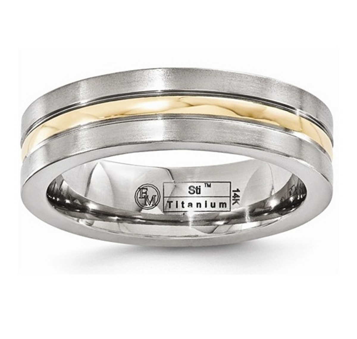  Titanium And 14K Brushed And Polished 6mm Band