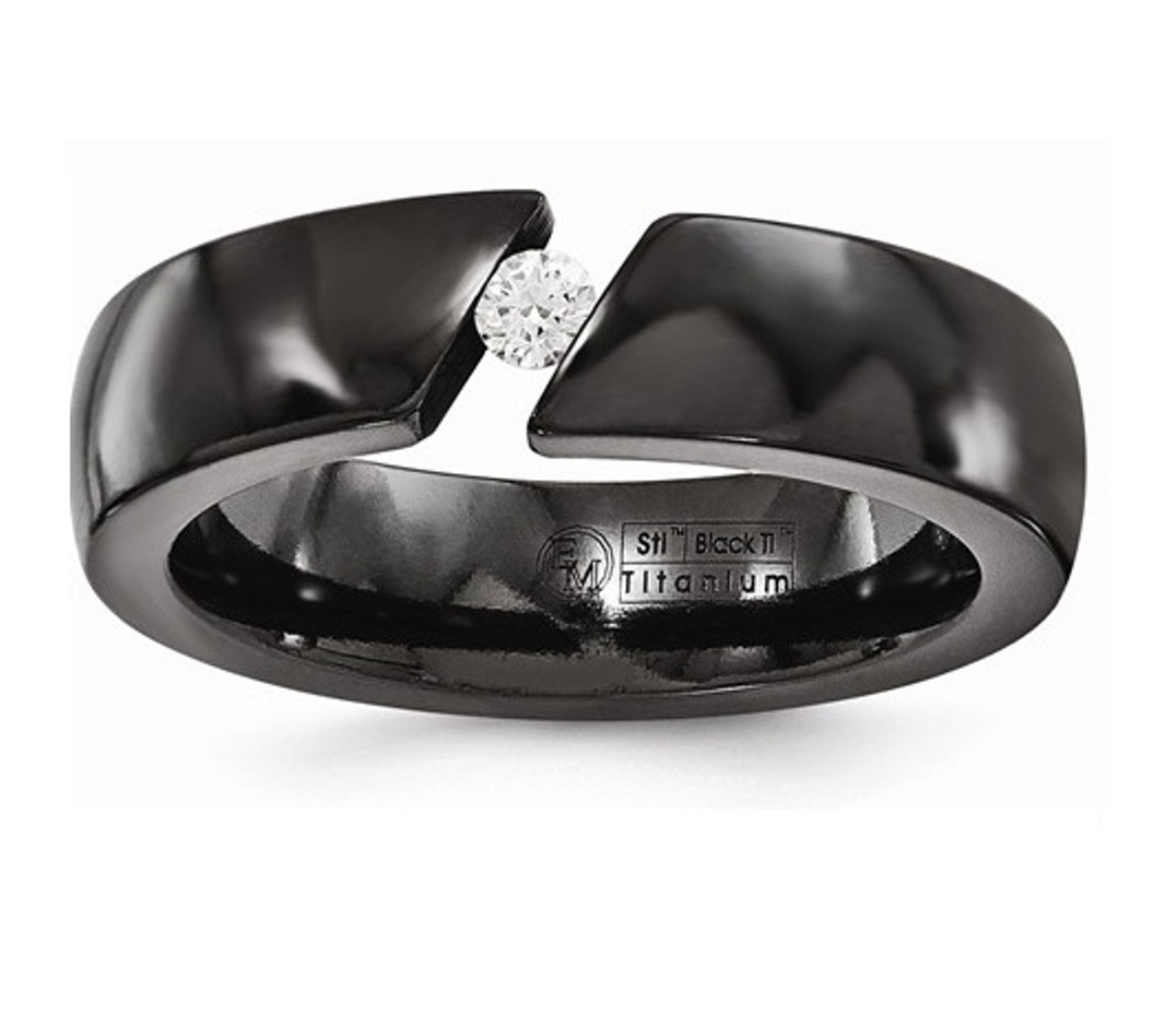  Black Ti .10ct Diamond 6mm Band