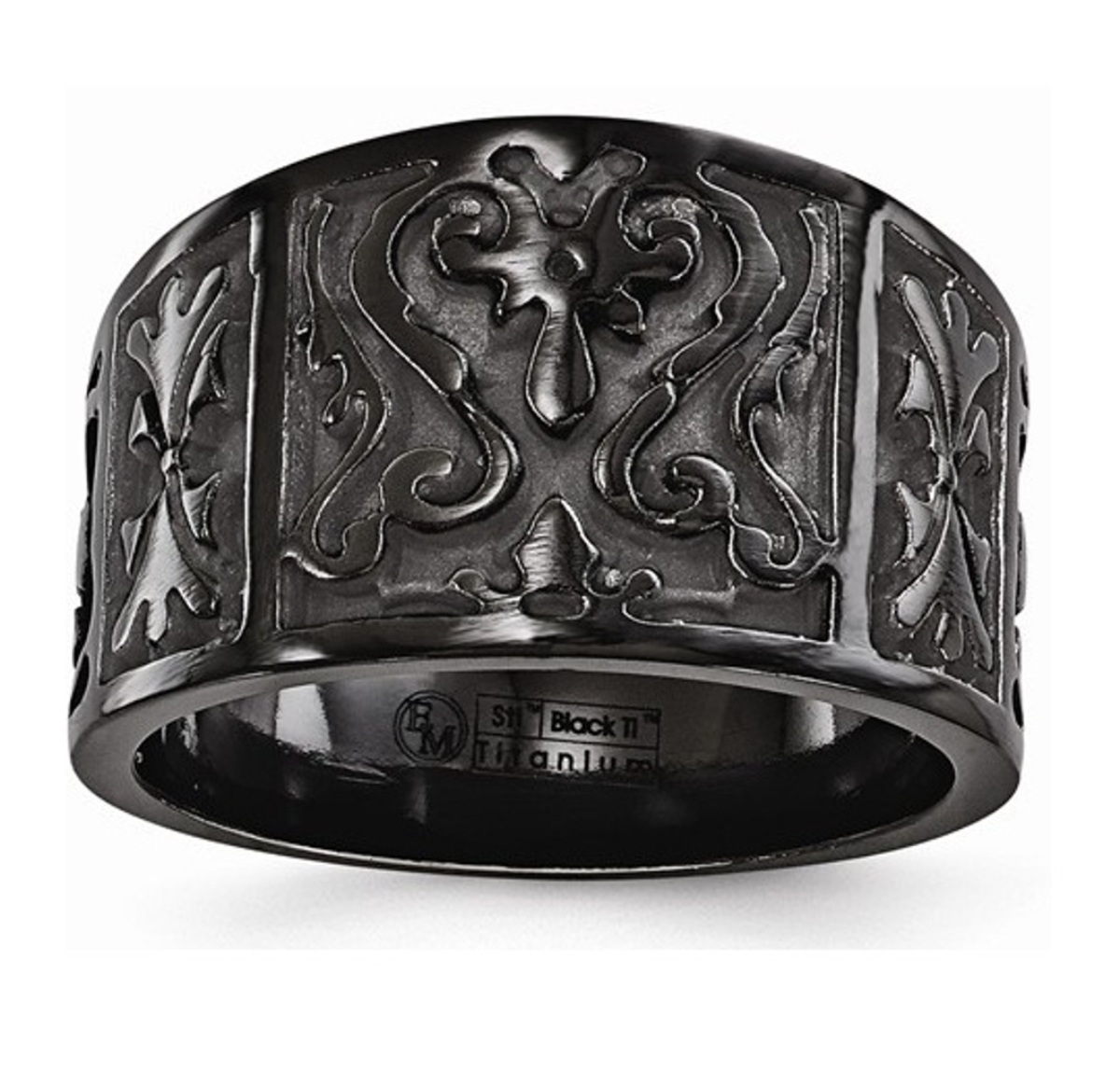  Black Ti Flat Casted Design 14mm Ring