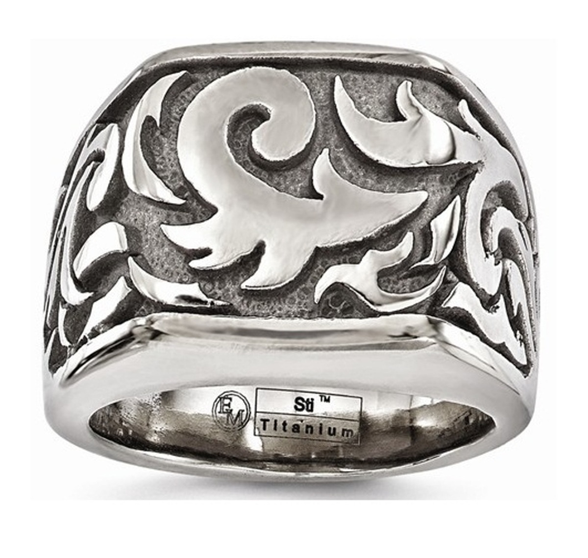  Titanium Casted Design Signet Ring