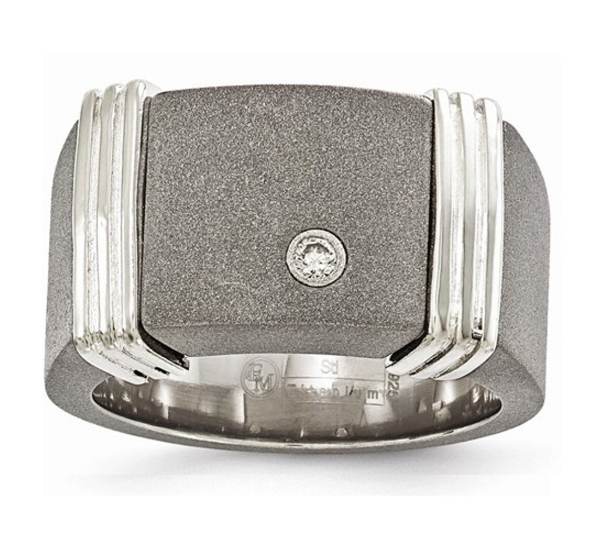  Titanium And Argentium Sterling Silver Diamond Signet Ring