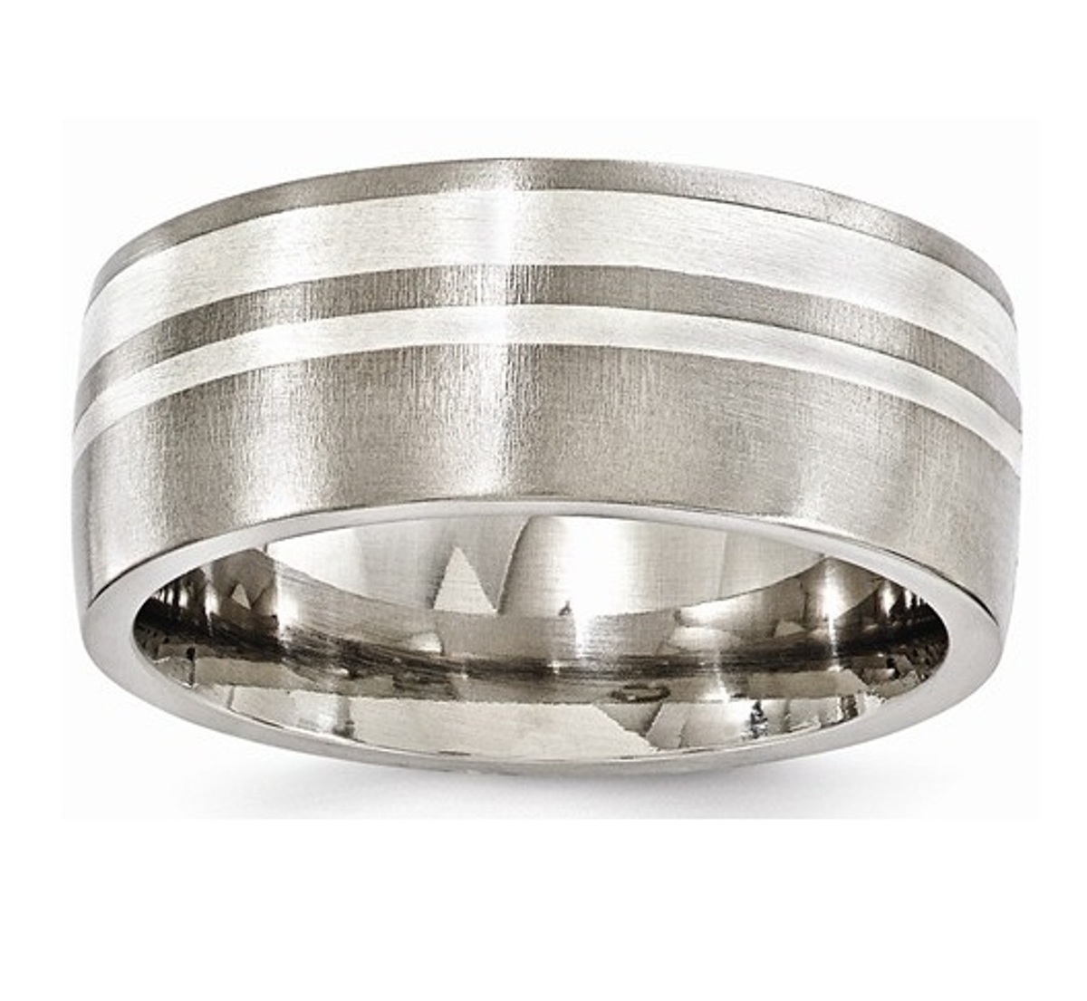  Titanium And Sterling Silver Brushed 9mm Band