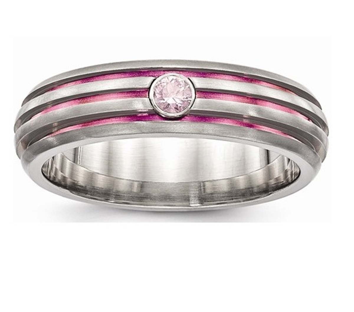  Titanium Trpl Groove Pink Anodized And Pink Sapphire Ring