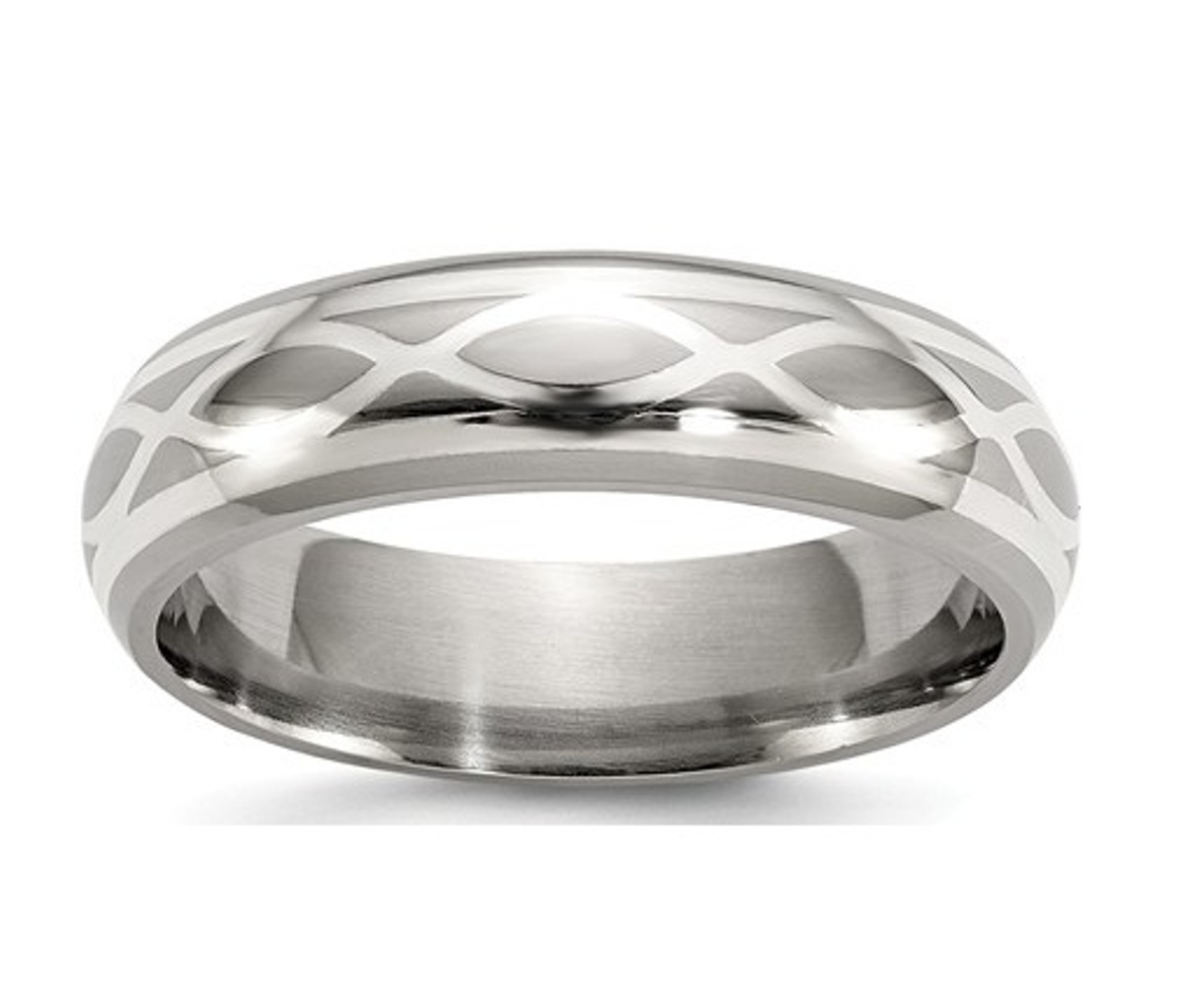  Titanium And Sterling Silver Brushed And Polished Infinity Ring