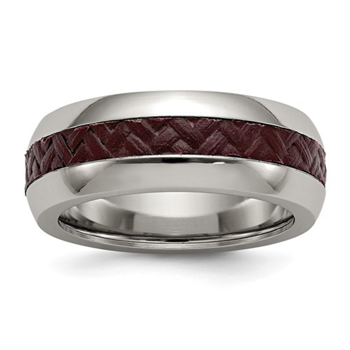  Stainless Steel Red Carbon Fiber 8mm Band