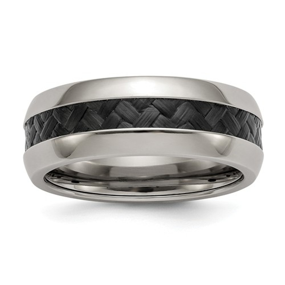 Stainless Steel Black Carbon Fiber 8mm Band