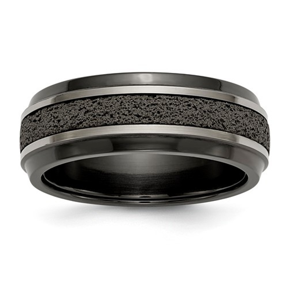 Black Ti Stepped With Black Crete Insert 8mm Band