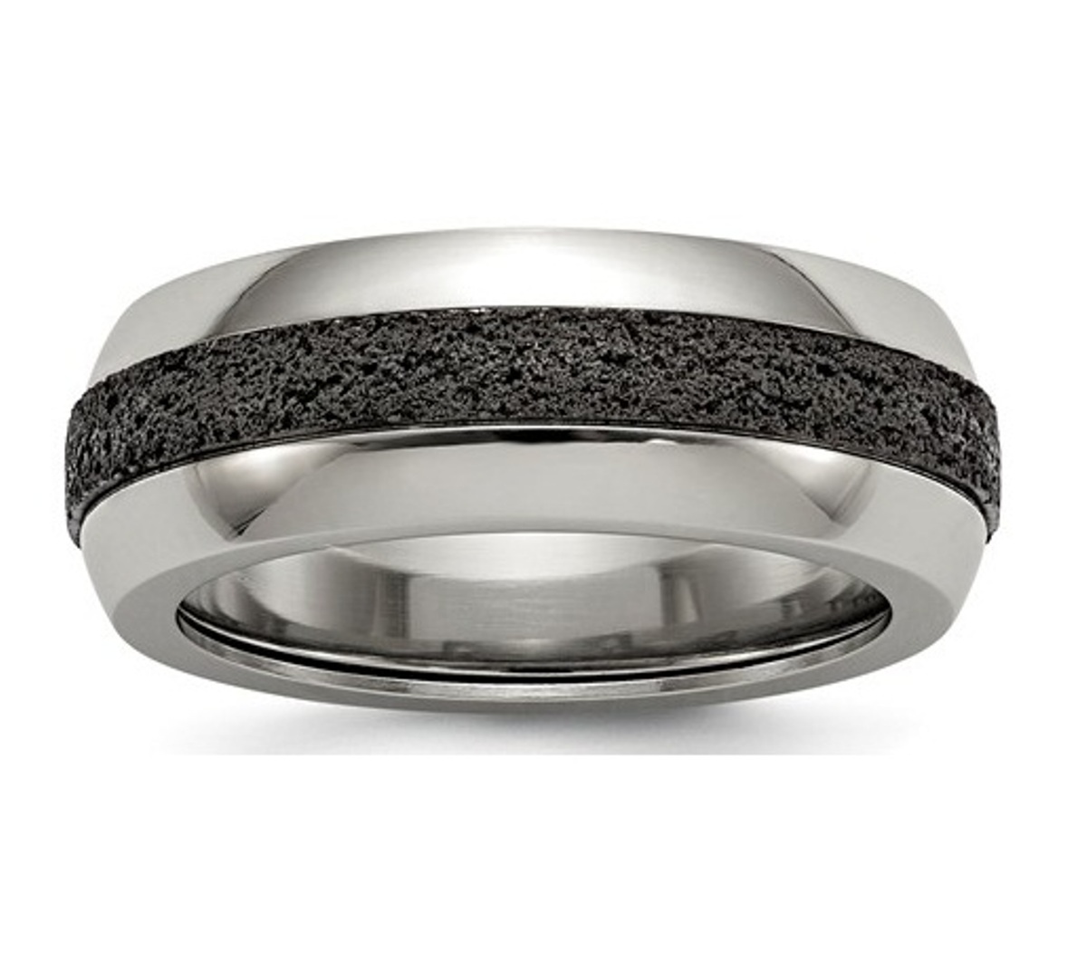  Stainless Steel With Black Crete Inlay Stepped 8mm Band